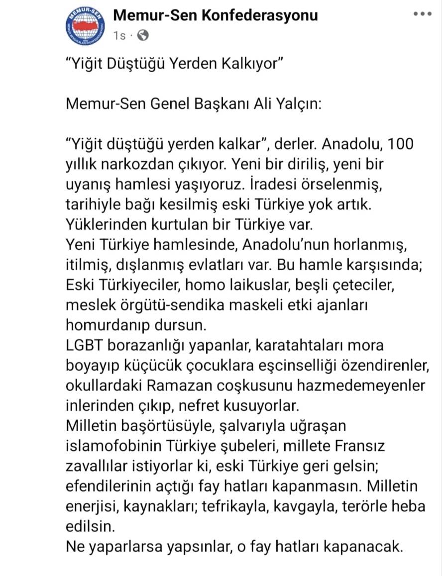 Memur Sen Genel Başkanı Ali Yalçın